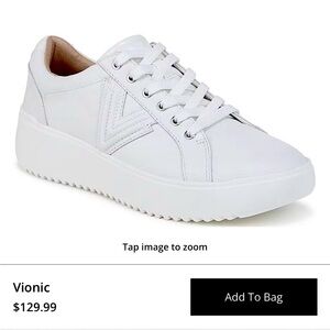 Vionic leather “Kearny” lace up white platform tennis shoes 8M